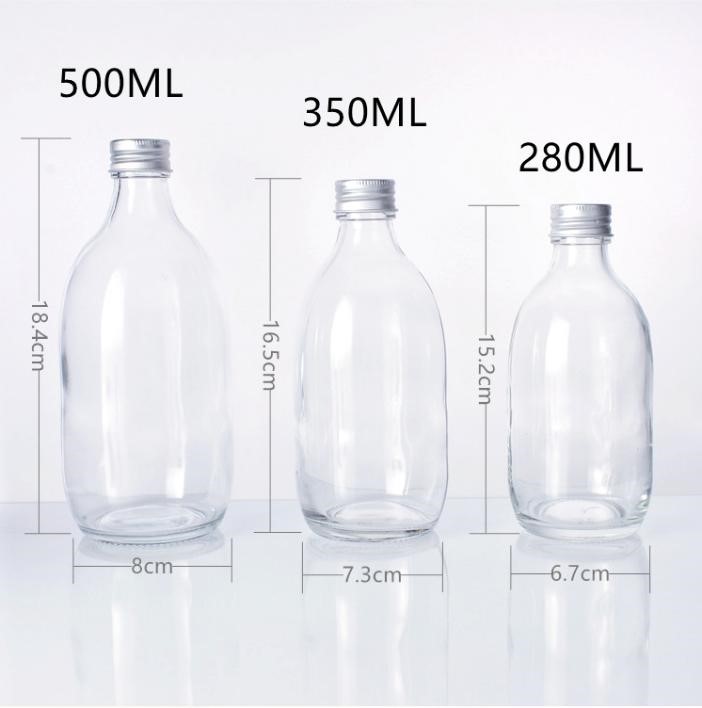 Glasflasche des Saftes 350ml mit Metallkappen2
