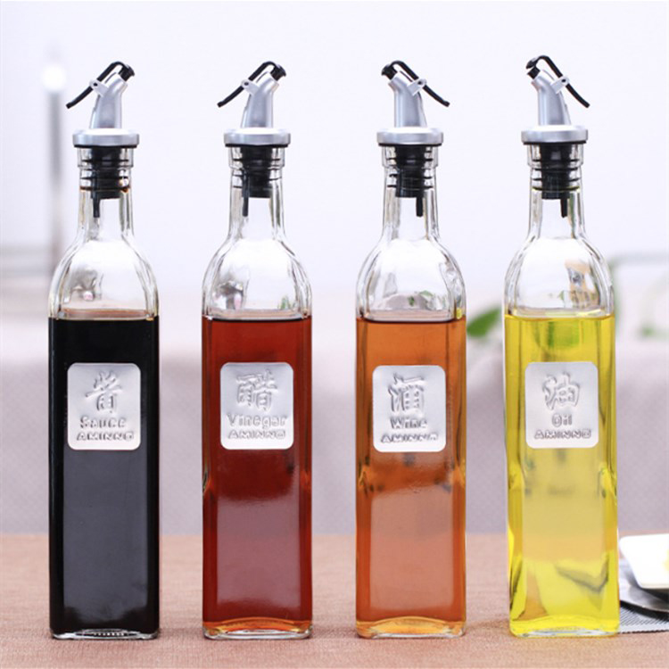 Botella de aceite de oliva cadrada transparente de 500 ml (1)