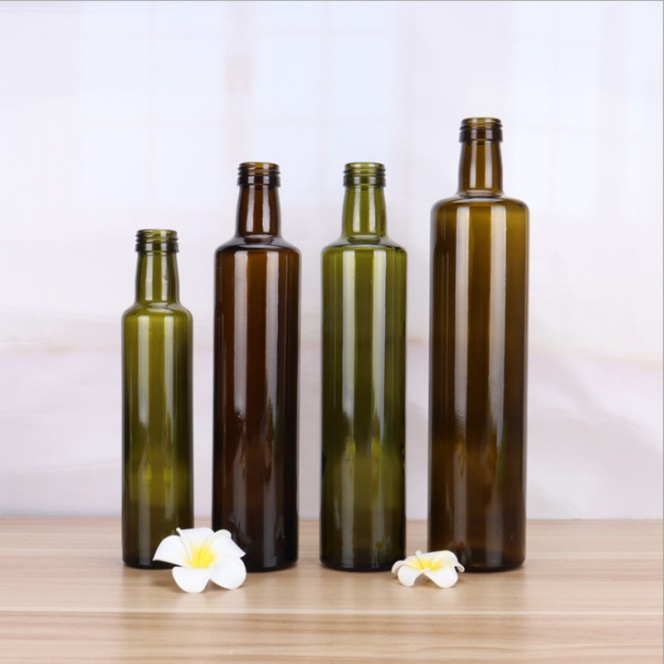 Kulatý tvar prázdná skleněná láhev 250 ml na olivový olej (1)