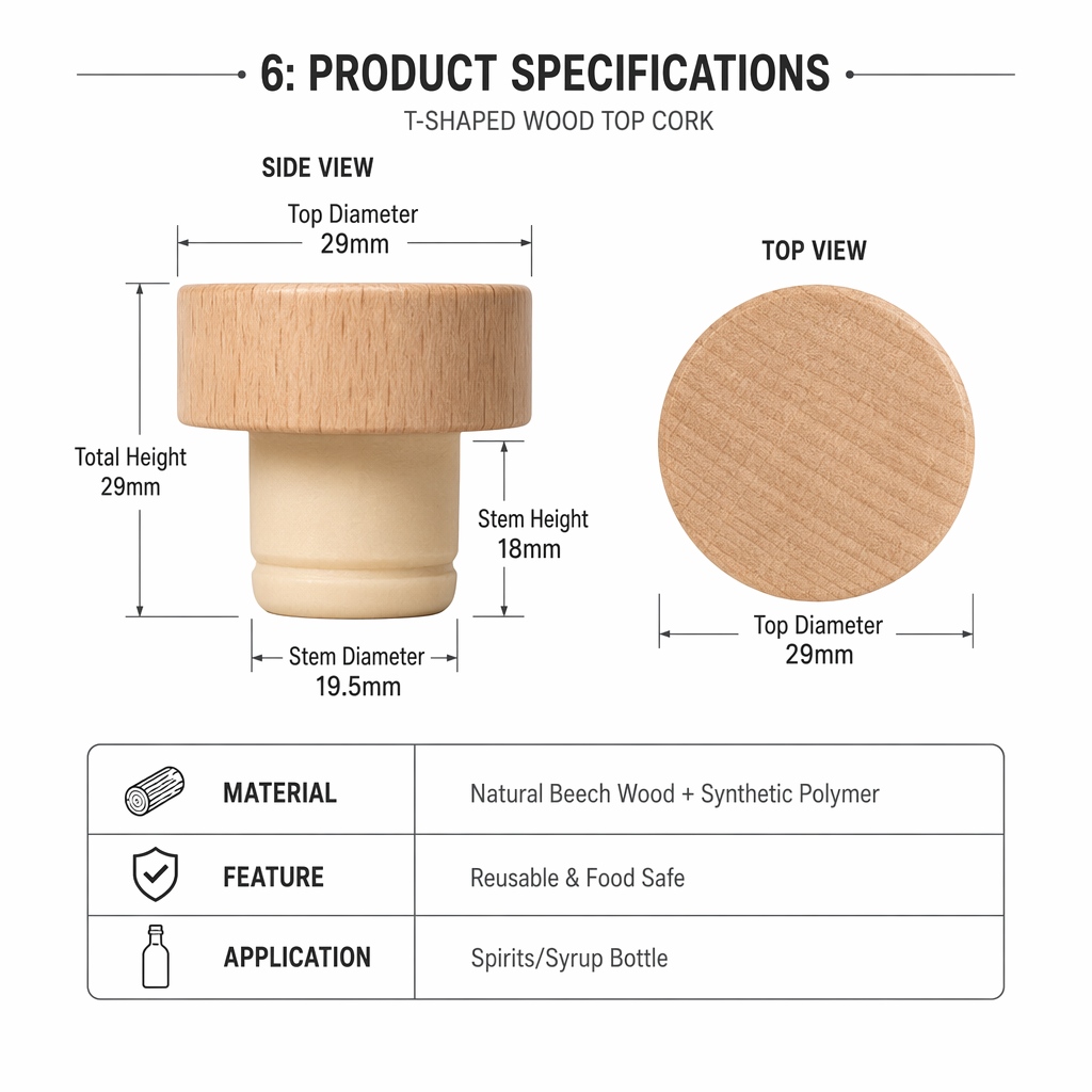 How to Choose T-Shape Cork Stoppers for Gin and Whisky Bottles: Size, Beech Wood Tops, and Custom Branding How to Choose T-Shape Cork Stoppers for Gin and Whisky Bottles: Size, Beech Wood Tops, and Custom Branding